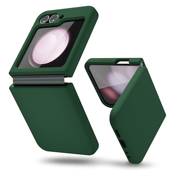 oakxco Oakxco Liquid Silicone Phone Case for Samsung Galaxy Z Flip 6 Thin Slim Soft Rubber Gel Cover in Dark Green for Women and Girls