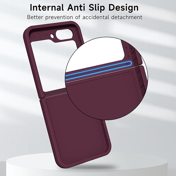 oakxco Oakxco Liquid Silicone Phone Case for Samsung Galaxy Z Flip 6 Thin Slim Soft Rubber Gel Cover in Burgundy Plum Wine for Women and Girls - View 9 of 9