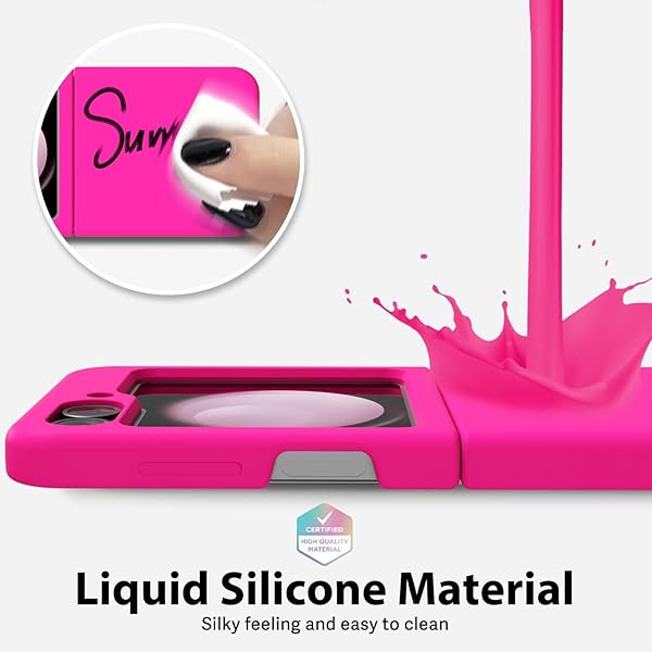 oakxco oakxco Hot Pink Fuchsia Liquid Silicone Phone Case for Samsung Galaxy Z Flip 6 Thin Slim Soft Rubber Gel Matte Cover for Women Girl - View 6 of 8