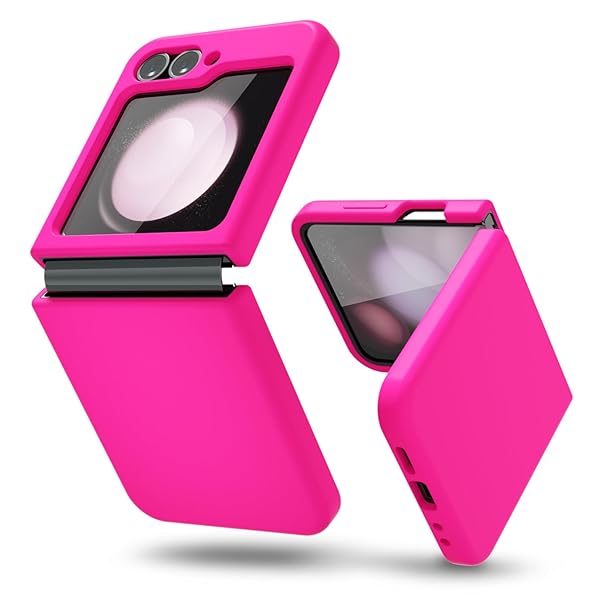 oakxco oakxco Hot Pink Fuchsia Liquid Silicone Phone Case for Samsung Galaxy Z Flip 6 Thin Slim Soft Rubber Gel Matte Cover for Women Girl - View 2 of 8