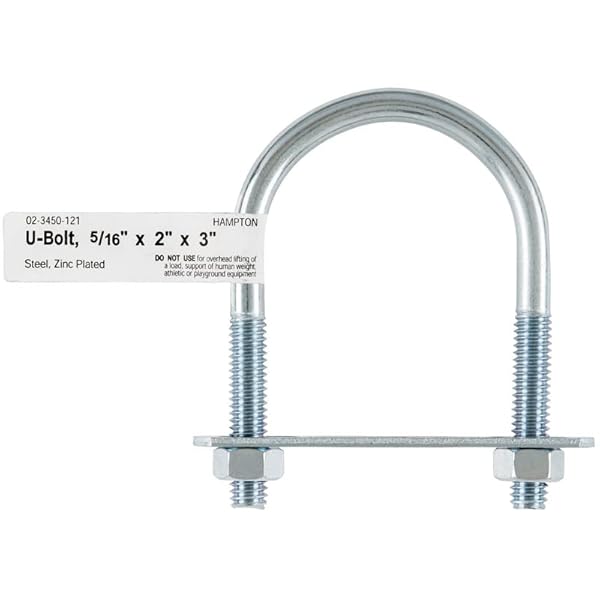 Hampton Buy Hampton Coarse Zinc-Plated Steel U-Bolts 5/16 in. x 2 in. x 3 in. - Pack of 10 for Durable Fastening Solutions