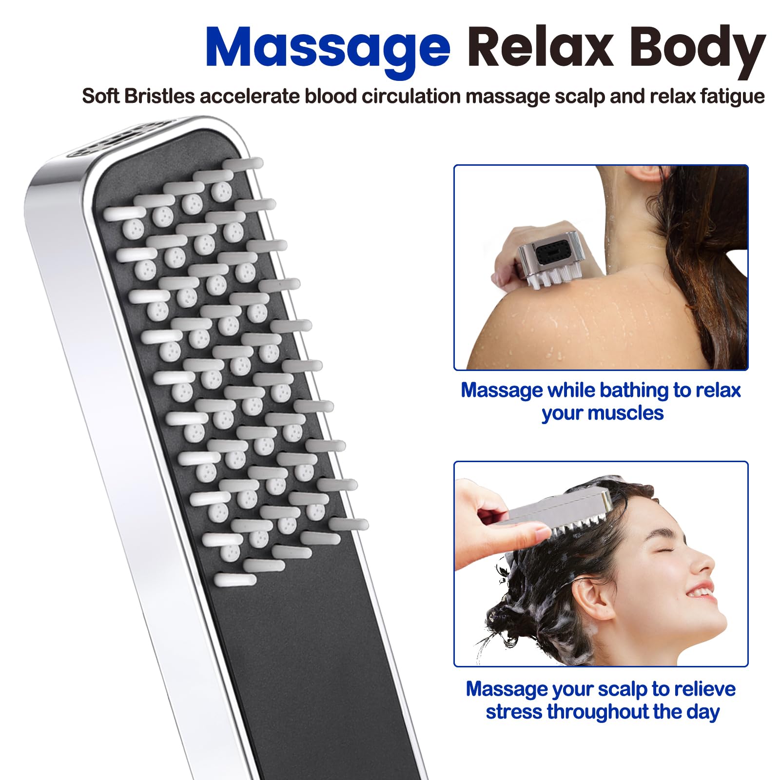 QMLALA 13 Inch Dual Rainfall Shower Head with Handheld Spray Combo Adjustable Extension Arm and Extra Long Hose in Polished Chrome - View 4 of 9