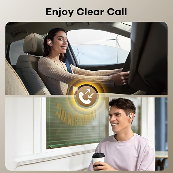 ABCDONG Open Ear Wireless Bluetooth Headphones 60hrs Play 8D Sound Sport Earbuds with LED Display Built-in Mic for Running and Workout Light Yellow - View 4 of 9