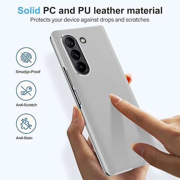 sqgylgl Galaxy Z Fold 6 Clear View Mirror Flip Cover Case with Kickstand PU Leather Protective Case for Samsung Galaxy Z Fold 6 Silver - View 6 of 9