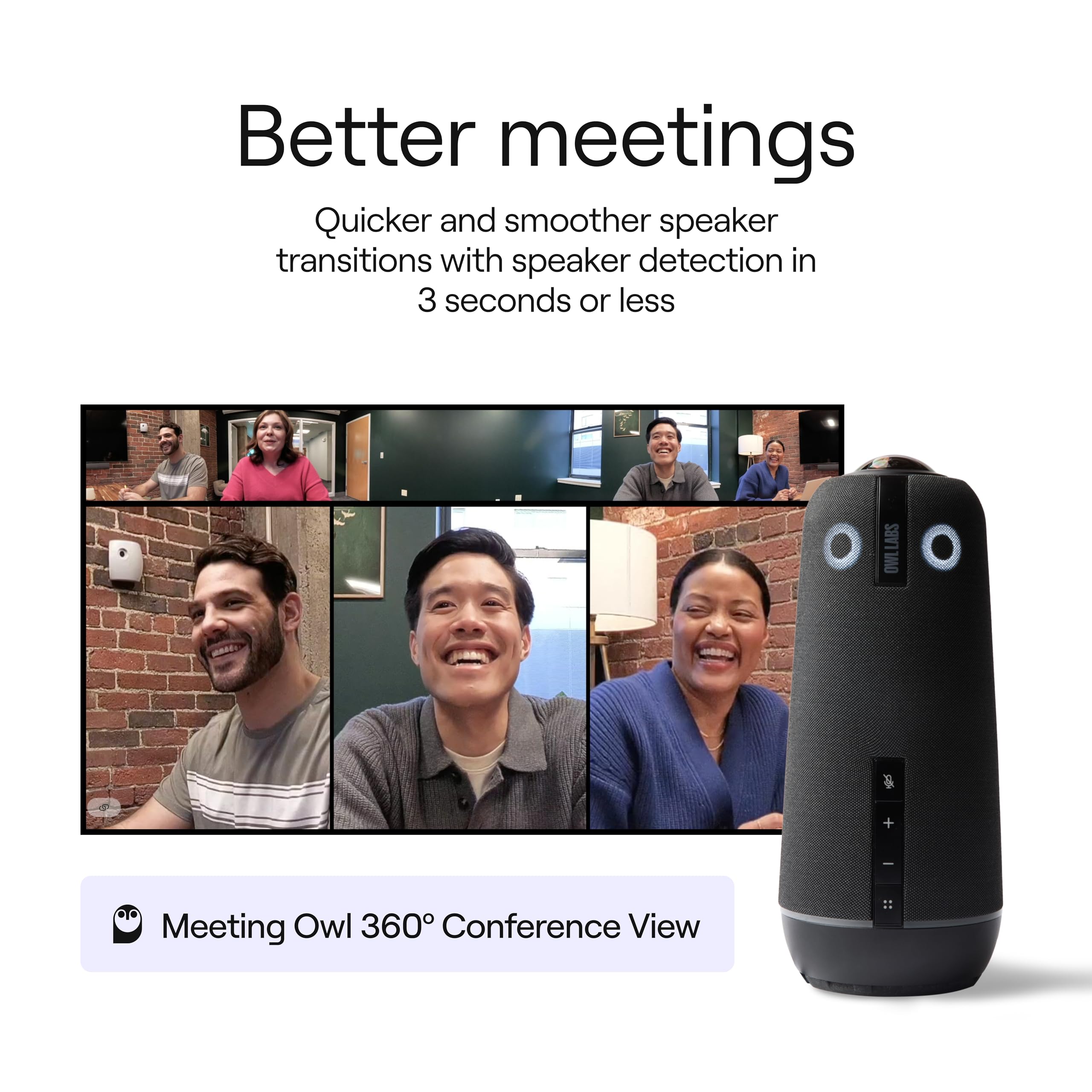 Owl Labs Meeting Owl 4 360 Degree 4K Smart Video Conference Camera with Microphone and Speaker for Enhanced Meeting Experience - View 8 of 9