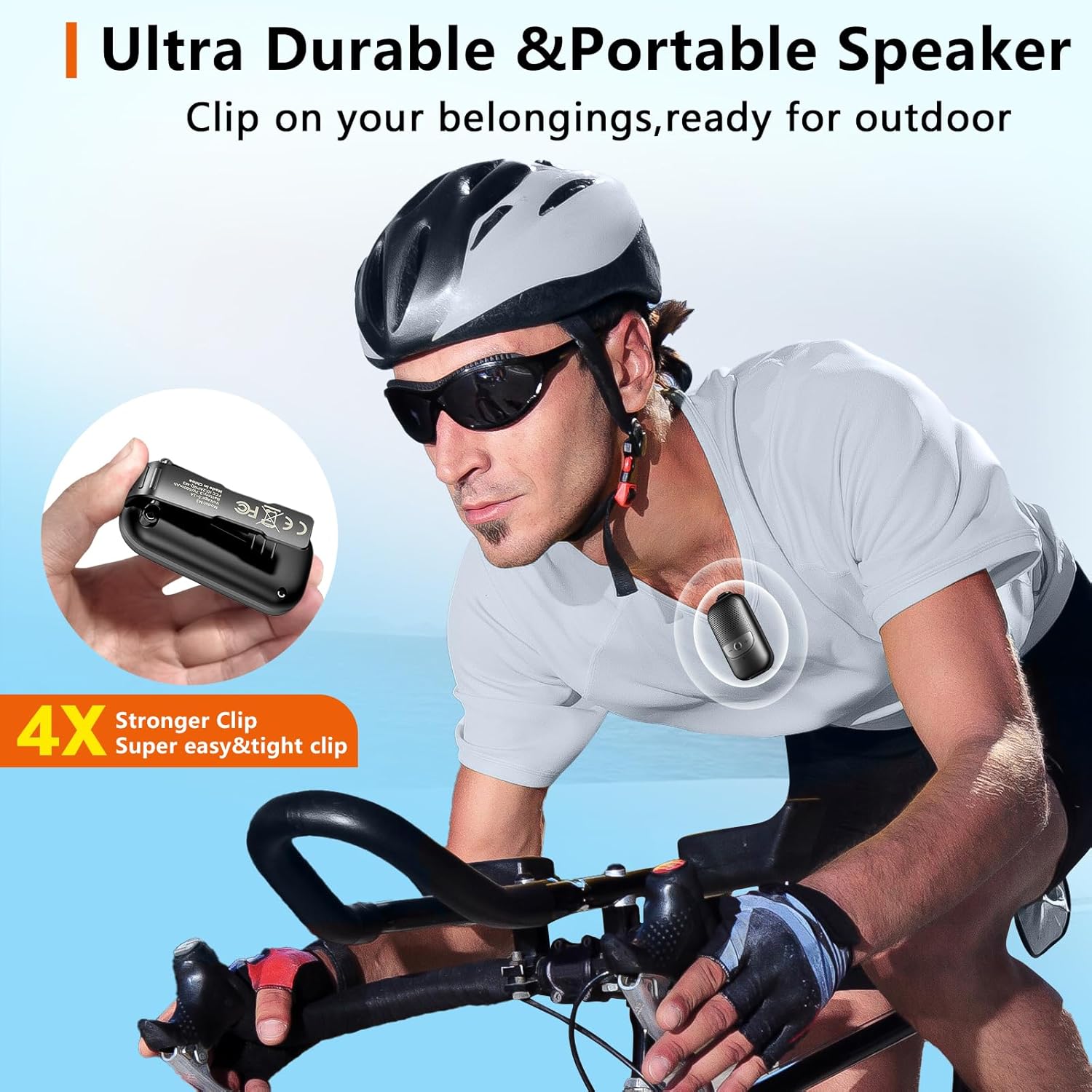 MOZOTER Portable Bluetooth Speakers Clip-On Wireless Mini Speaker with Deep Bass IPX5 Waterproof for Outdoor Cycling Home Party Beach Shower Gift - View 2 of 9
