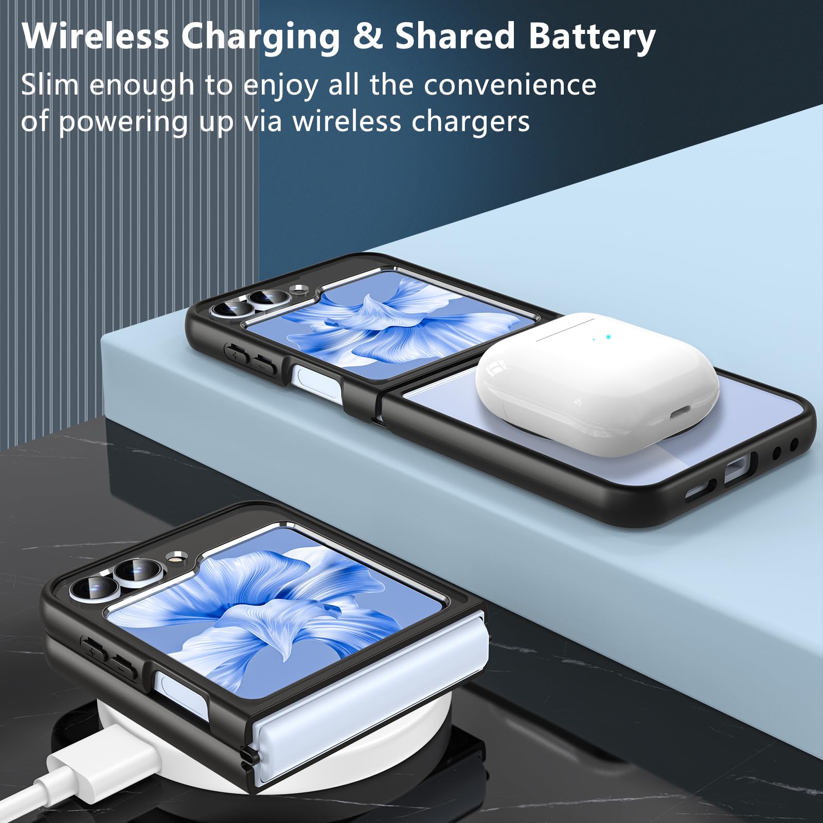 Hensinple Hensinple Samsung Galaxy Z Flip 6 Case Magnetic Compatible with MagSafe Transparent Shockproof Slim Rugged Hard PC Clear Back Cover Black - View 4 of 8