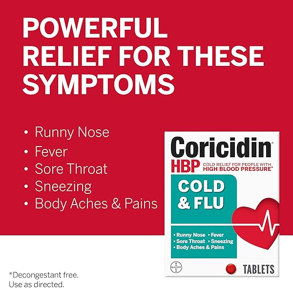 Coricidin HBP Coricidin HBP Tablets for Cold & Flu Relief - 40ct | Fast-Acting, Safe for High Blood Pressure - View 4 of 7
