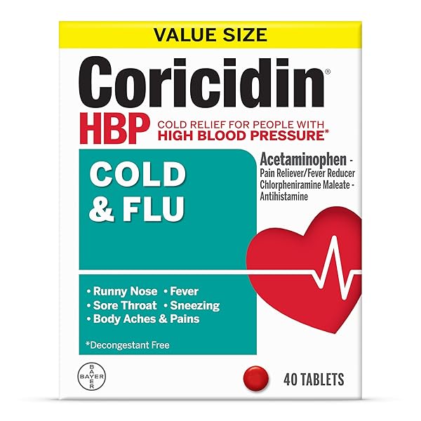 Coricidin HBP Coricidin HBP Tablets for Cold & Flu Relief - 40ct | Fast-Acting, Safe for High Blood Pressure - View 2 of 7