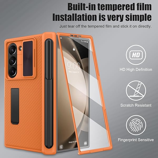 Giyer Giyer Heavy Duty Case for Samsung Galaxy Z Fold 6 with Built-in Screen Protector Stylish Orange Hinge Protection 2025 - View 4 of 9