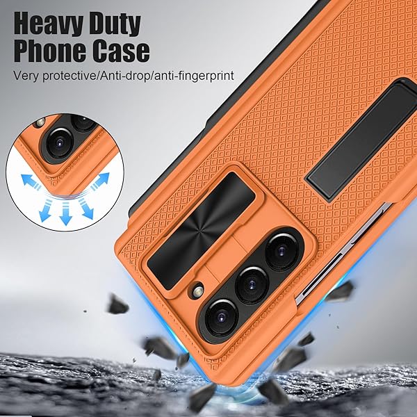 Giyer Giyer Heavy Duty Case for Samsung Galaxy Z Fold 6 with Built-in Screen Protector Stylish Orange Hinge Protection 2025 - View 5 of 9