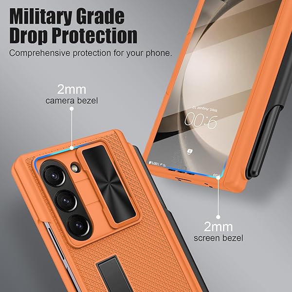 Giyer Giyer Heavy Duty Case for Samsung Galaxy Z Fold 6 with Built-in Screen Protector Stylish Orange Hinge Protection 2025 - View 6 of 9