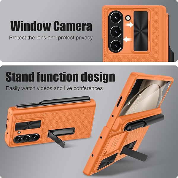 Giyer Giyer Heavy Duty Case for Samsung Galaxy Z Fold 6 with Built-in Screen Protector Stylish Orange Hinge Protection 2025 - View 7 of 9