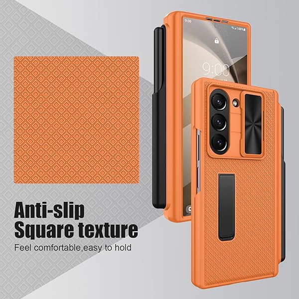 Giyer Giyer Heavy Duty Case for Samsung Galaxy Z Fold 6 with Built-in Screen Protector Stylish Orange Hinge Protection 2025 - View 8 of 9
