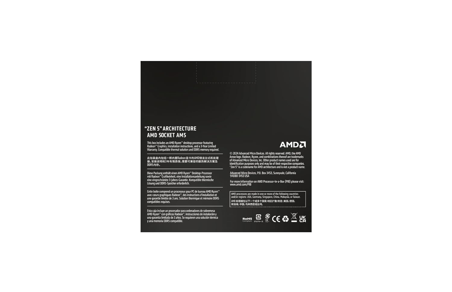 AMD AMD Ryzen 5 9600X 6-Core 12-Thread Unlocked Desktop Processor for High Performance Gaming and Multitasking - View 4 of 5