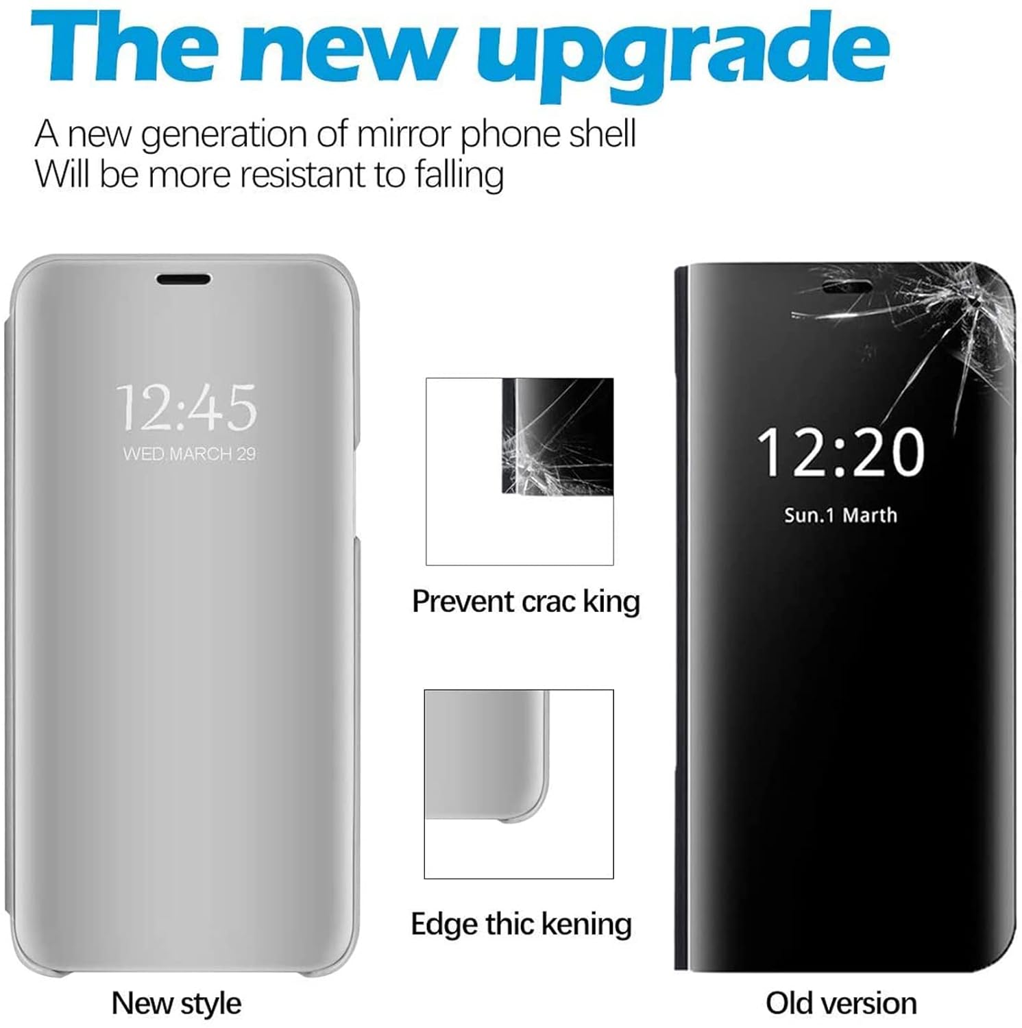 Gxmeuie Z Fold 6 Case for Samsung Galaxy Z Fold6 5G with Kickstand PU Leather Clear View Mirror Flip Cover Shockproof Protective 7.6-inch Silver - View 6 of 9