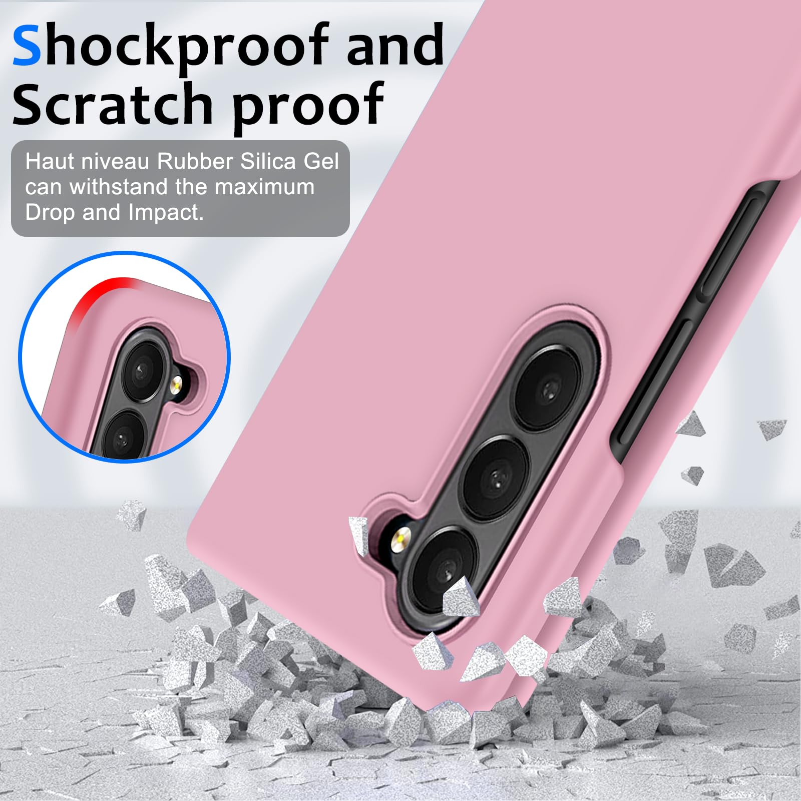 Gxmeuie Z Fold 6 Liquid Silicone Case Slim Soft Gel Rubber Protective Cover for Samsung Galaxy Z Fold6 5G Pink Ultra Thin Anti-Scratch Design - View 3 of 7