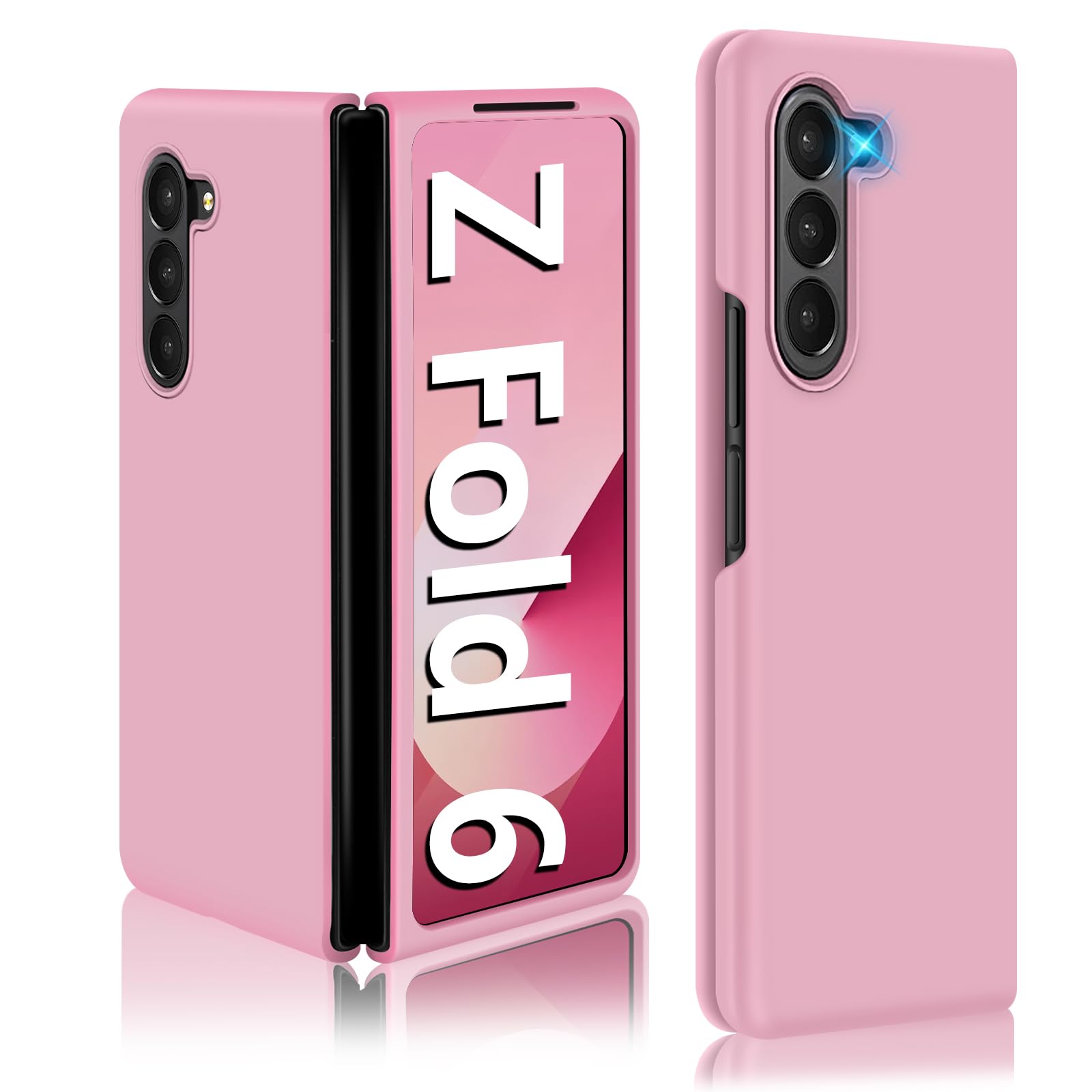 Gxmeuie Z Fold 6 Liquid Silicone Case Slim Soft Gel Rubber Protective Cover for Samsung Galaxy Z Fold6 5G Pink Ultra Thin Anti-Scratch Design