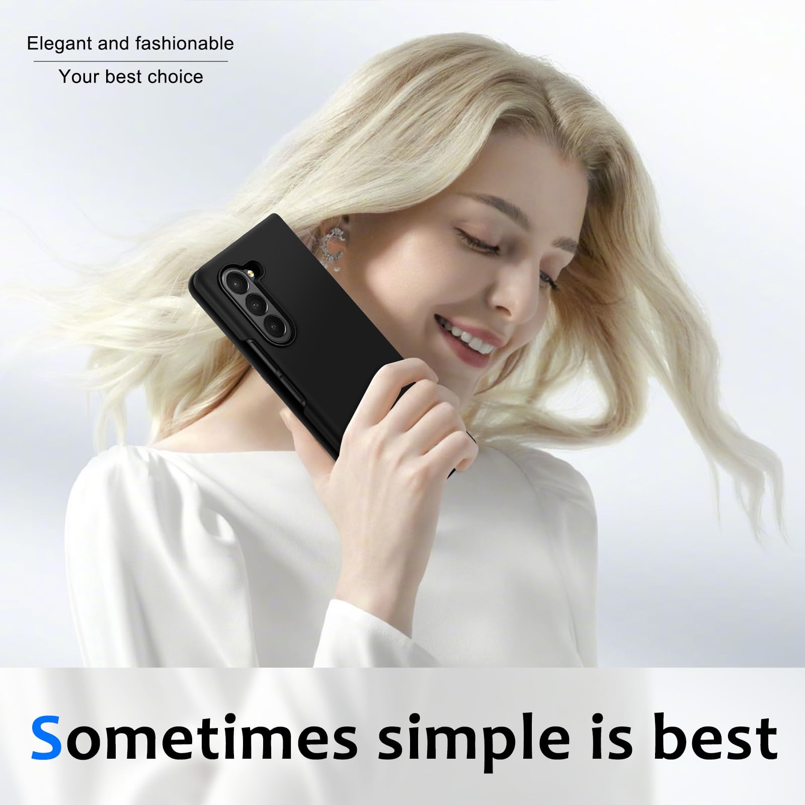 Gxmeuie Z Fold 6 Liquid Silicone Case for Samsung Galaxy Z Fold6 5G Slim Soft Gel Rubber Ultra Thin Anti-Scratch Protective Cover Black - View 2 of 7