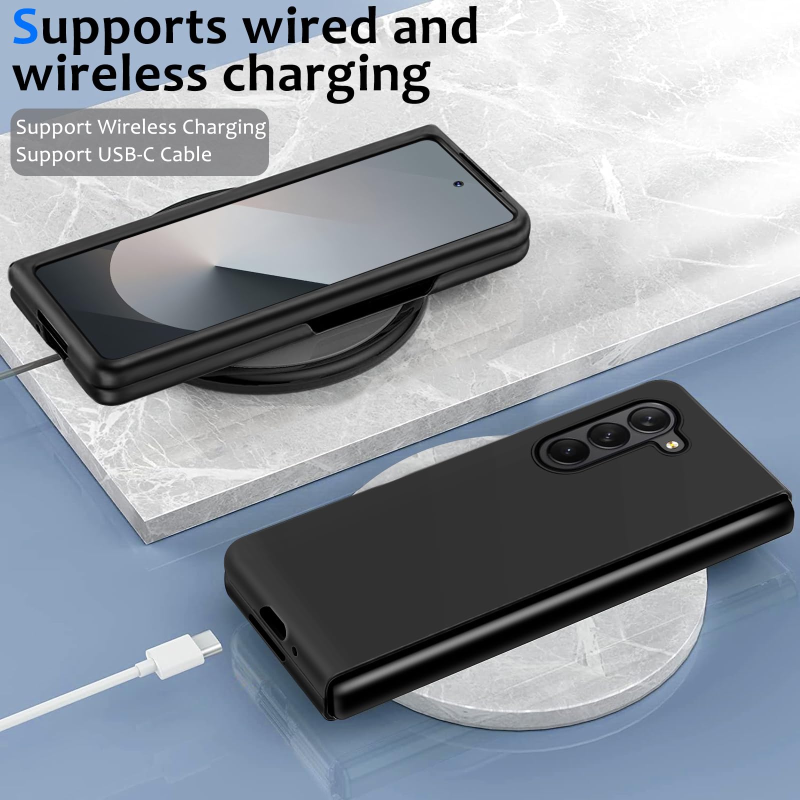 Gxmeuie Z Fold 6 Liquid Silicone Case for Samsung Galaxy Z Fold6 5G Slim Soft Gel Rubber Ultra Thin Anti-Scratch Protective Cover Black - View 7 of 7