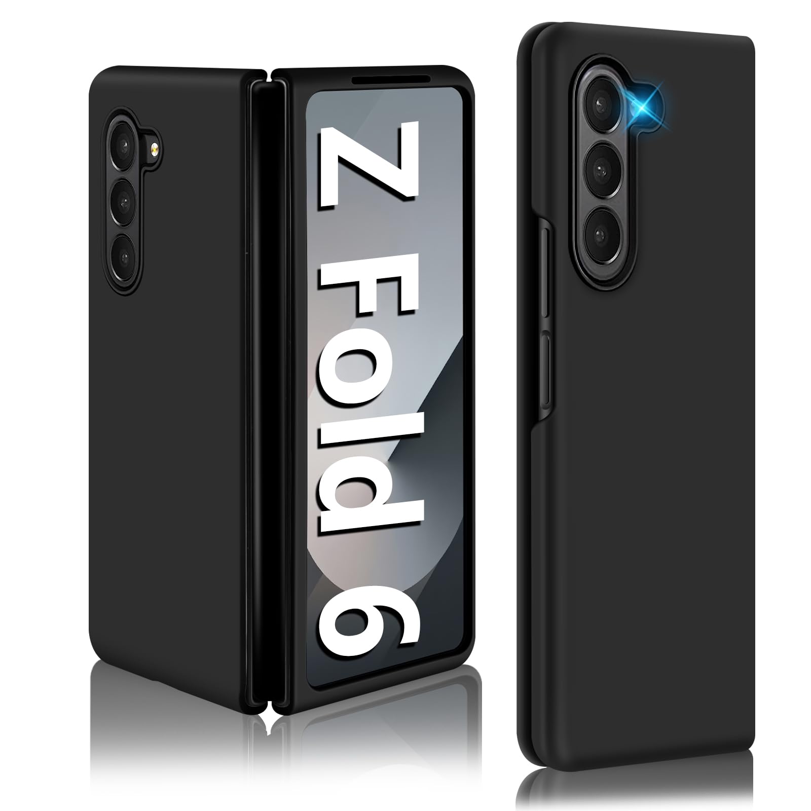 Gxmeuie Z Fold 6 Liquid Silicone Case for Samsung Galaxy Z Fold6 5G Slim Soft Gel Rubber Ultra Thin Anti-Scratch Protective Cover Black