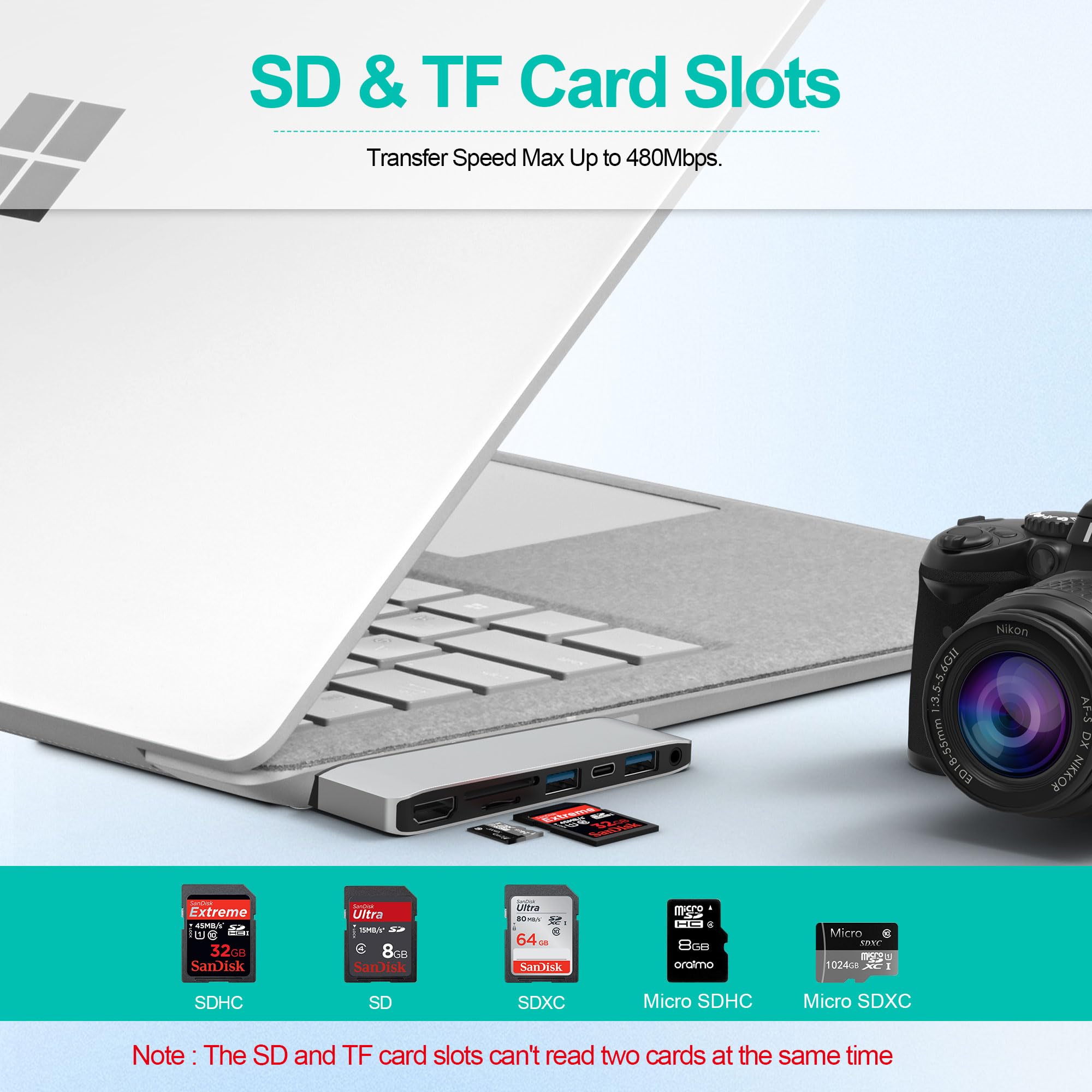 Arkidyn Plus Surface Laptop Docking Station 4K HDMI USB 3.0 USB-C SD Card Slot Audio Adapter Compatible with Surface Laptop 3 4 5 Go Go 2 Go 3 - View 6 of 9