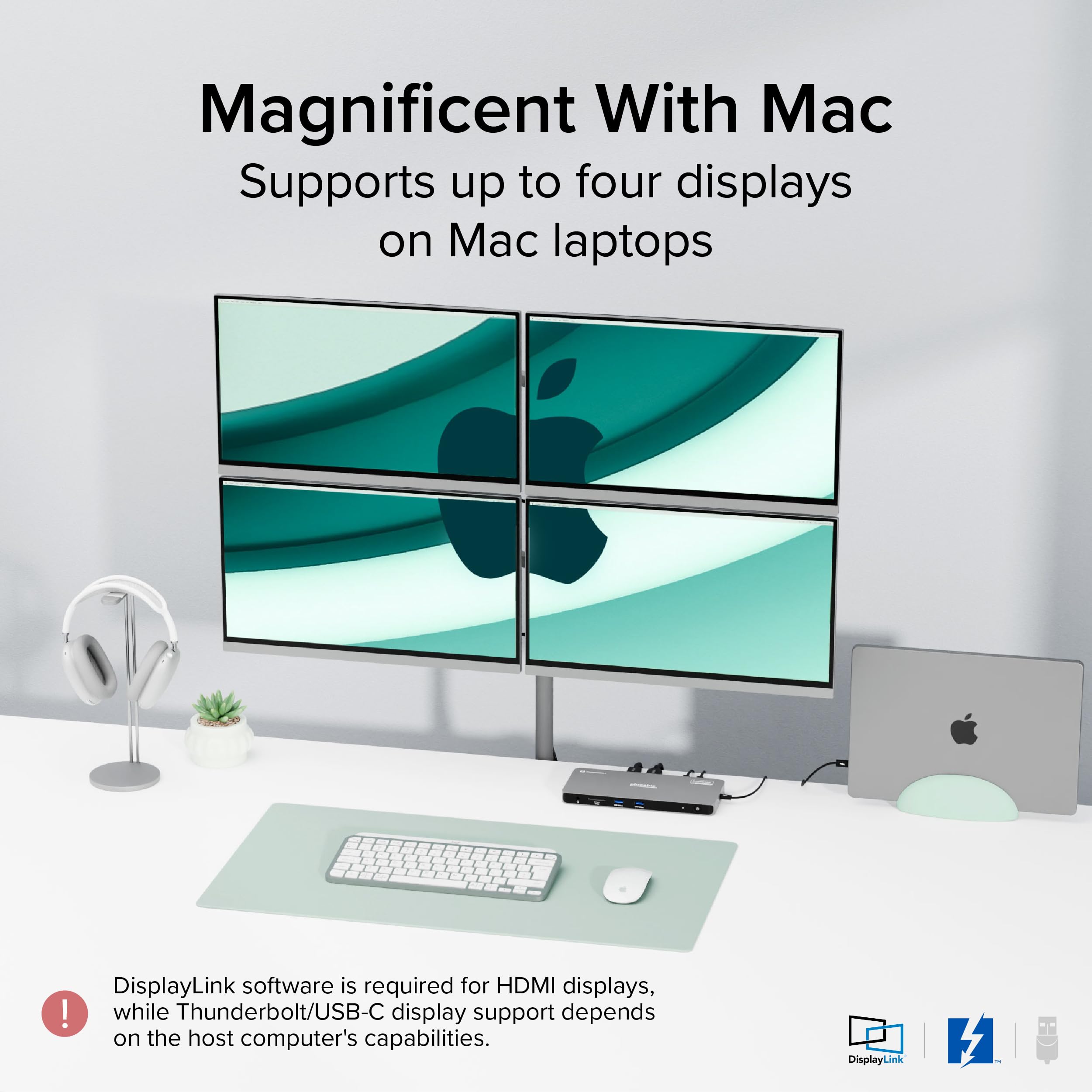 Plugable Plugable Thunderbolt 4 Dock for Quad Monitors 100W Connects Four 4K Monitors for Windows and Mac Laptops TBT-6950PD - View 3 of 9