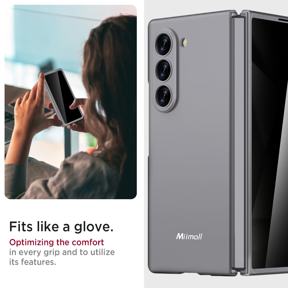 Miimall Miimall Slim Fit Case for Samsung Galaxy Z Fold 6 with Privacy Screen Protector Ultra Thin Matte Green Protective Phone Case - View 7 of 9