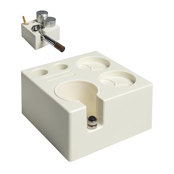 IKAPE IKAPE ABS Espresso Knock Box 7 in 1 Coffee Organizer for 51 54 58MM Tamper Distributor Portafilter Puck Screen Accessories White