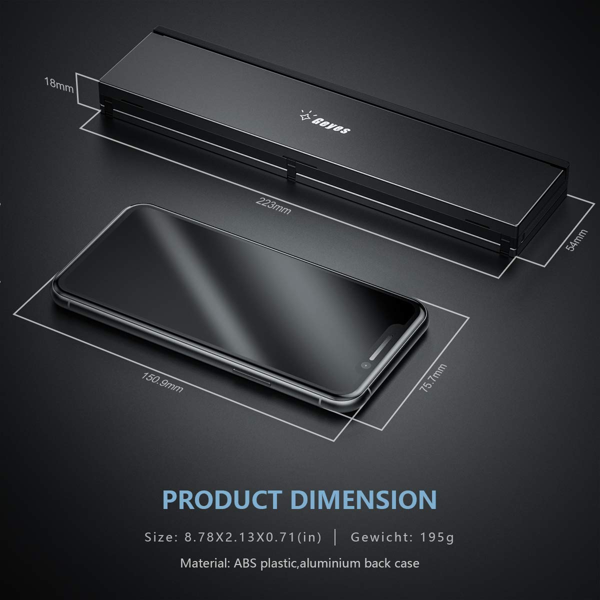 Geyes Geyes Foldable Bluetooth Keyboard, Wireless Tri-System Bluetooth Foldable Keyboard for Phones and Tablets(Black) - View 4 of 7