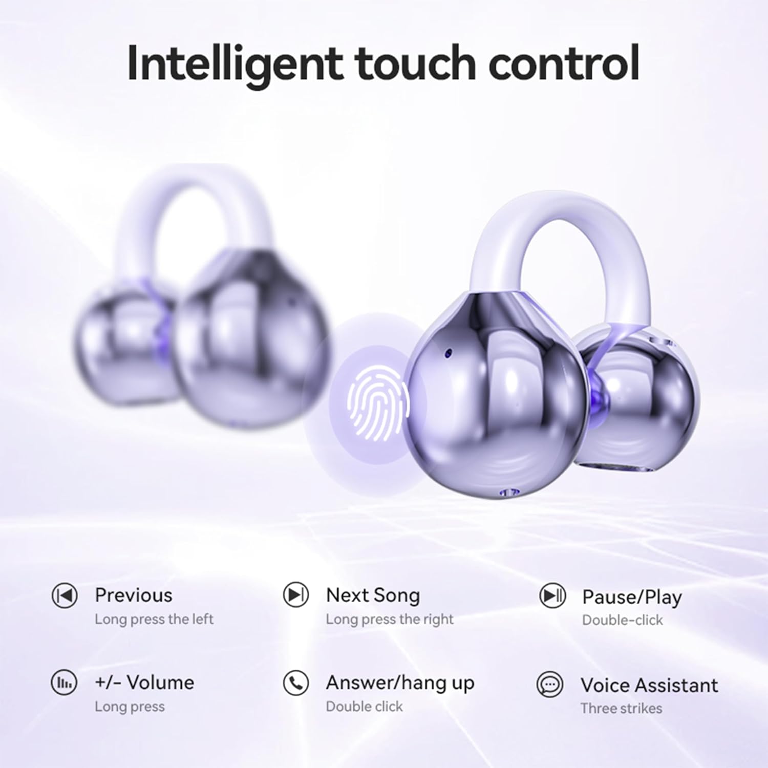 MAcnas Mancnas Open Ear Clip Wireless Earbuds Bluetooth 5.4 Waterproof Fitness Headphones with Charging Case for Running Yellow - View 6 of 9