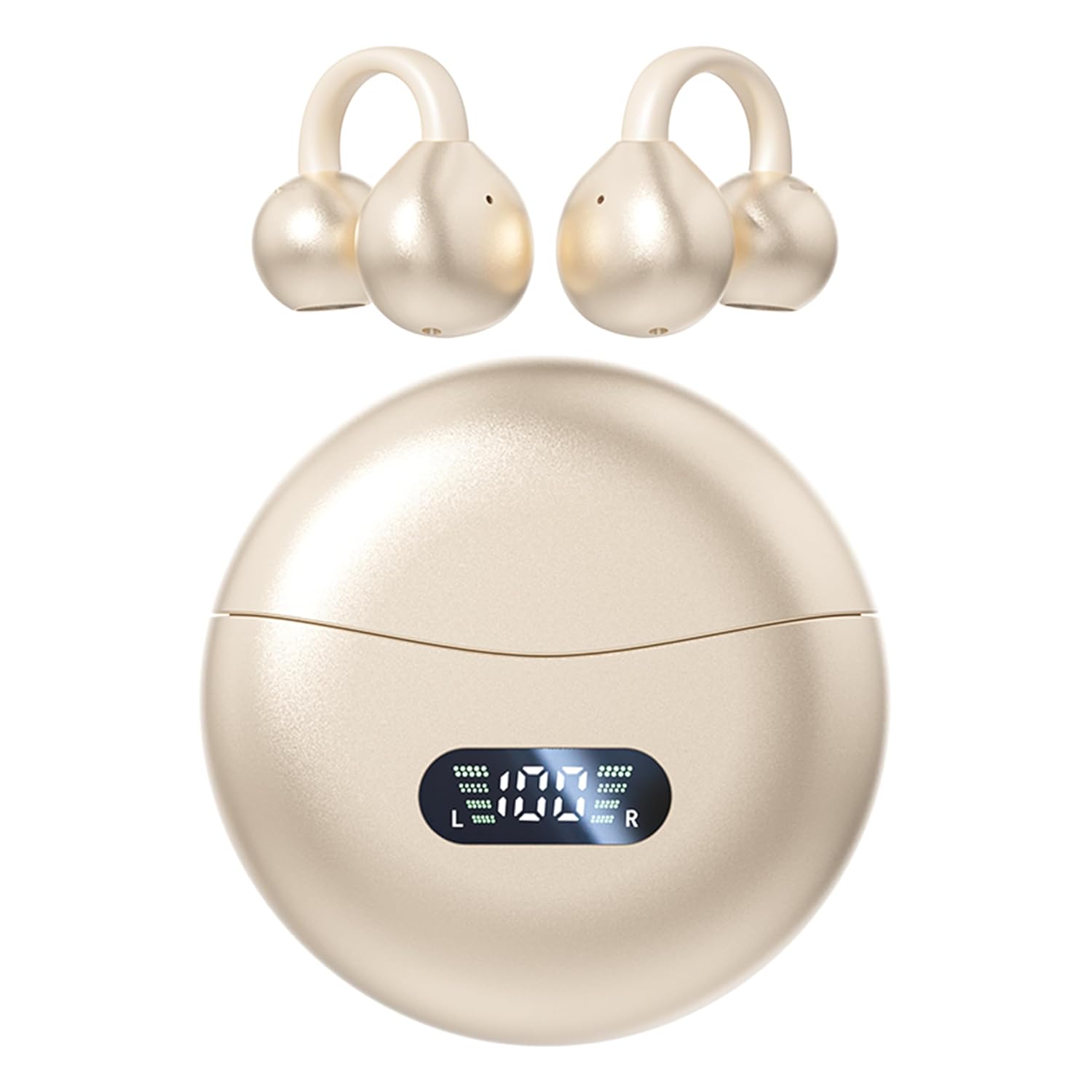 MAcnas Mancnas Open Ear Clip Wireless Earbuds Bluetooth 5.4 Waterproof Fitness Headphones with Charging Case for Running Yellow - View 8 of 9