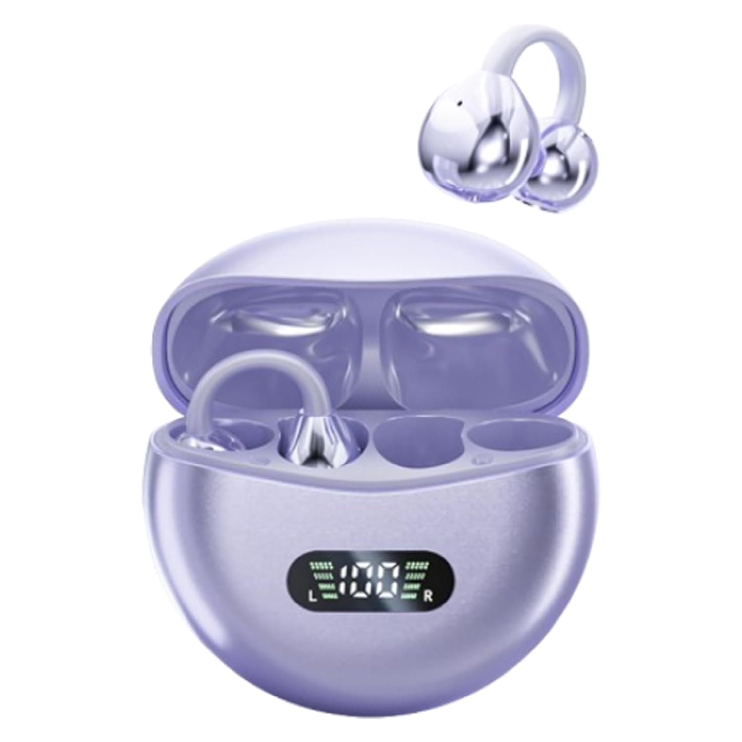 MAcnas Mancnas Open Ear Clip Wireless Earbuds Bluetooth 5.4 Waterproof Fitness Headphones with Charging Case for Running Yellow - View 9 of 9