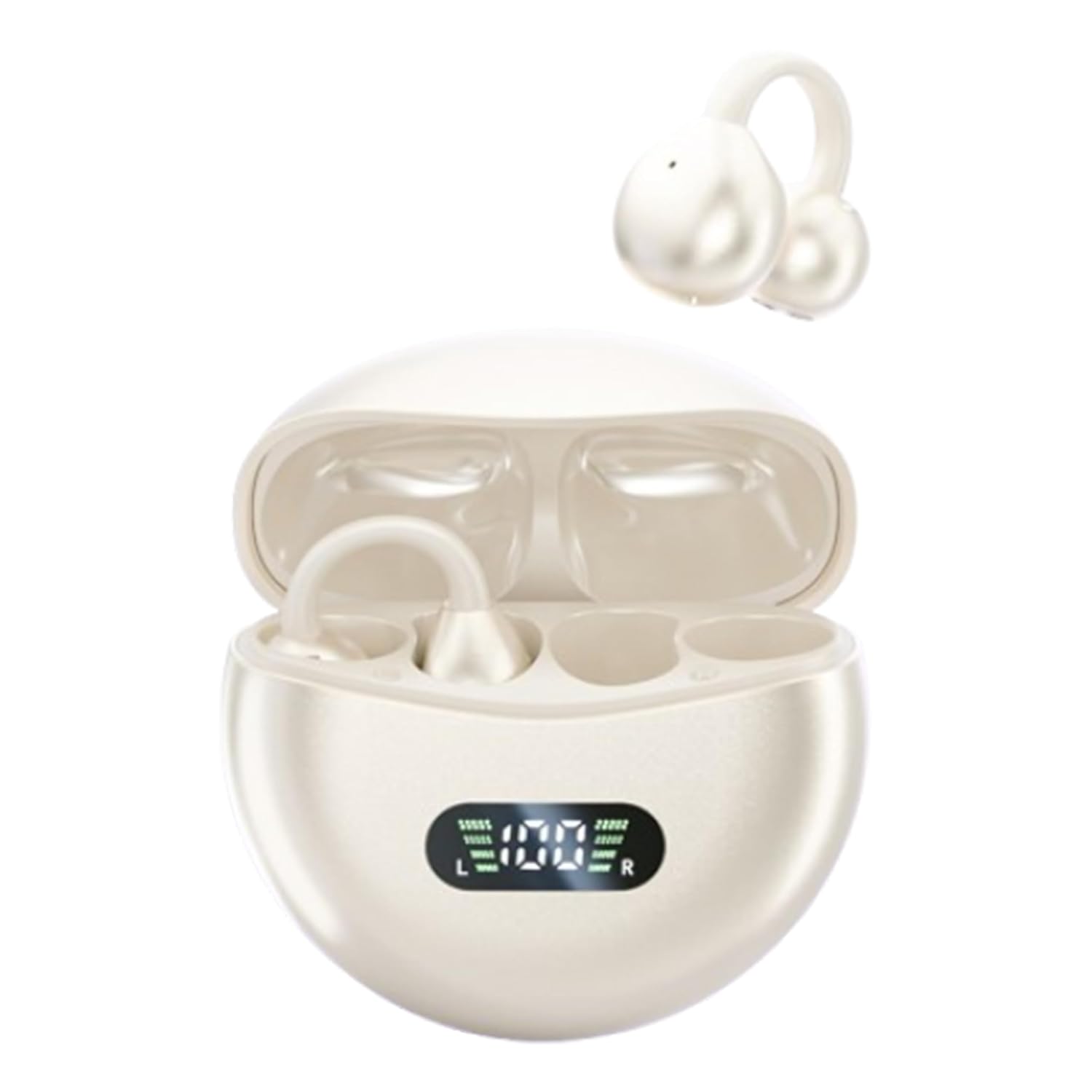 MAcnas Mancnas Open Ear Clip Wireless Earbuds Bluetooth 5.4 Waterproof Fitness Headphones with Charging Case for Running Yellow