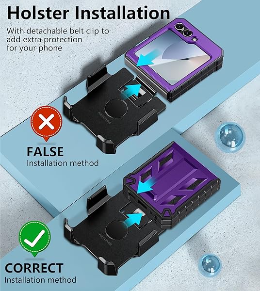 FNTCASE FNTCASE Military Grade Shockproof Case for Samsung Galaxy Z Flip 6 with Belt Clip Holster and Kickstand in Purple 2024 - View 5 of 11