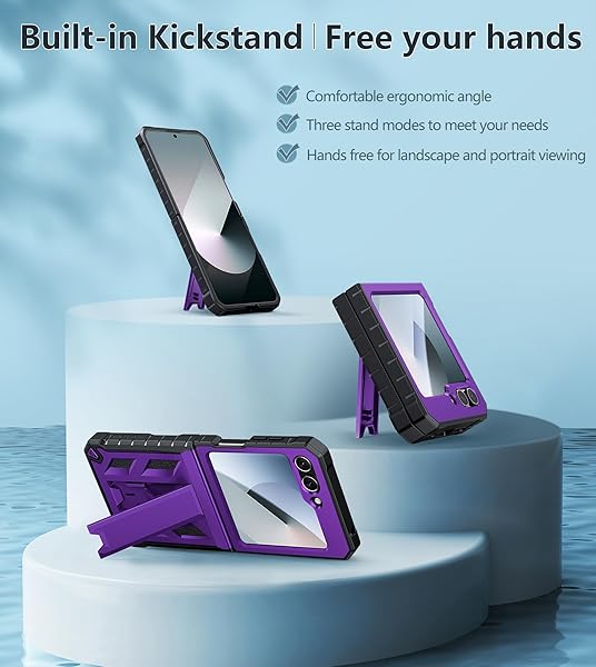 FNTCASE FNTCASE Military Grade Shockproof Case for Samsung Galaxy Z Flip 6 with Belt Clip Holster and Kickstand in Purple 2024 - View 7 of 11