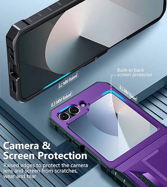 FNTCASE FNTCASE Military Grade Shockproof Case for Samsung Galaxy Z Flip 6 with Belt Clip Holster and Kickstand in Purple 2024 - View 8 of 11