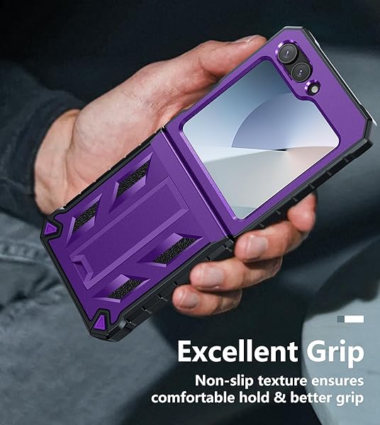 FNTCASE FNTCASE Military Grade Shockproof Case for Samsung Galaxy Z Flip 6 with Belt Clip Holster and Kickstand in Purple 2024 - View 9 of 11