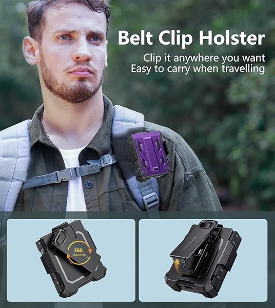 FNTCASE FNTCASE Military Grade Shockproof Case for Samsung Galaxy Z Flip 6 with Belt Clip Holster and Kickstand in Purple 2024 - View 10 of 11