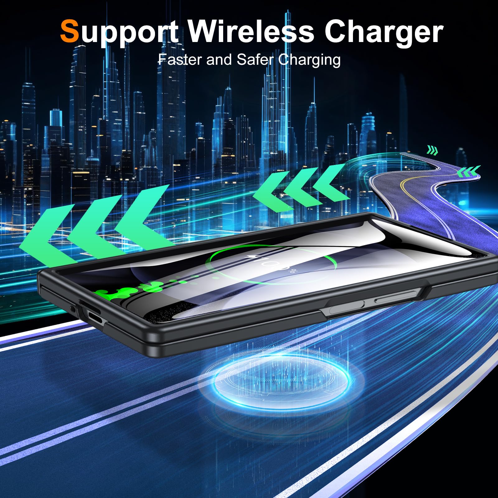 Kaiiecal Kaiiecal Slim Hinge Case for Samsung Galaxy Z Fold 6 with Screen Protector and Hidden Kickstand Soft Protective Cover Black 2024 - View 4 of 8