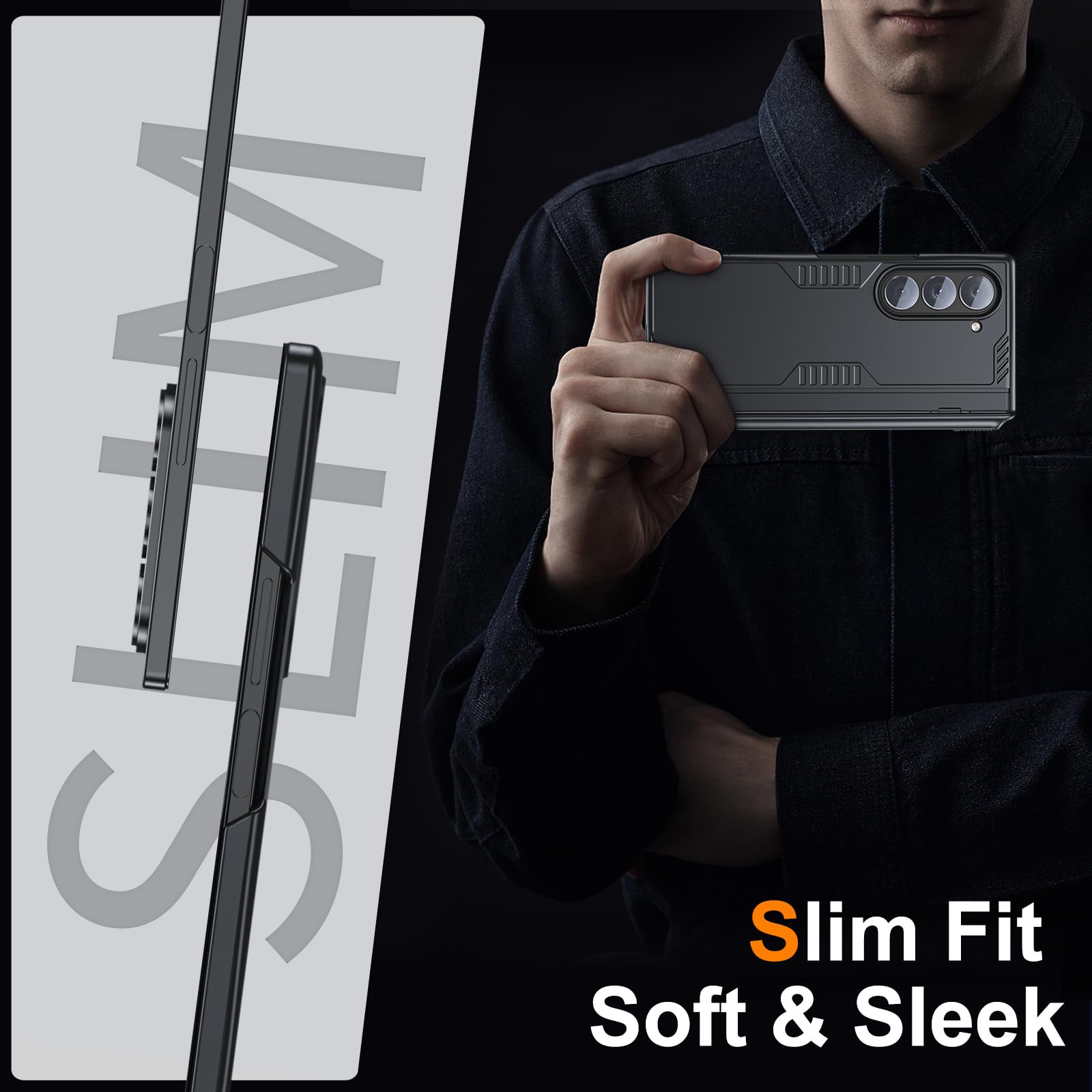 Kaiiecal Kaiiecal Slim Hinge Case for Samsung Galaxy Z Fold 6 with Screen Protector and Hidden Kickstand Soft Protective Cover Black 2024 - View 6 of 8