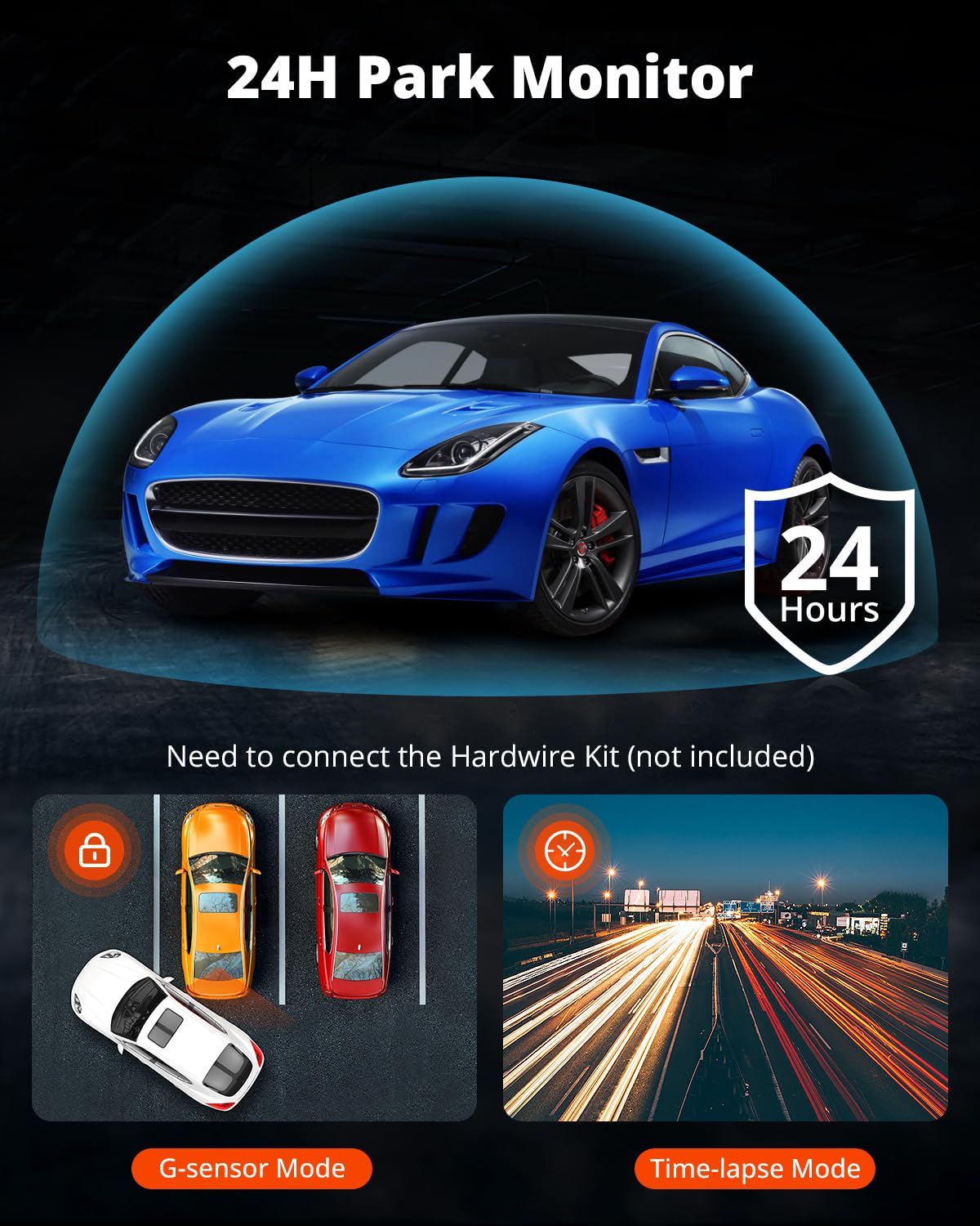 Kingslim Kingslim E4 4K Dual Dash Cam Front and Rear with WiFi Night Vision Parking Mode and APP Control for Cars - View 5 of 8