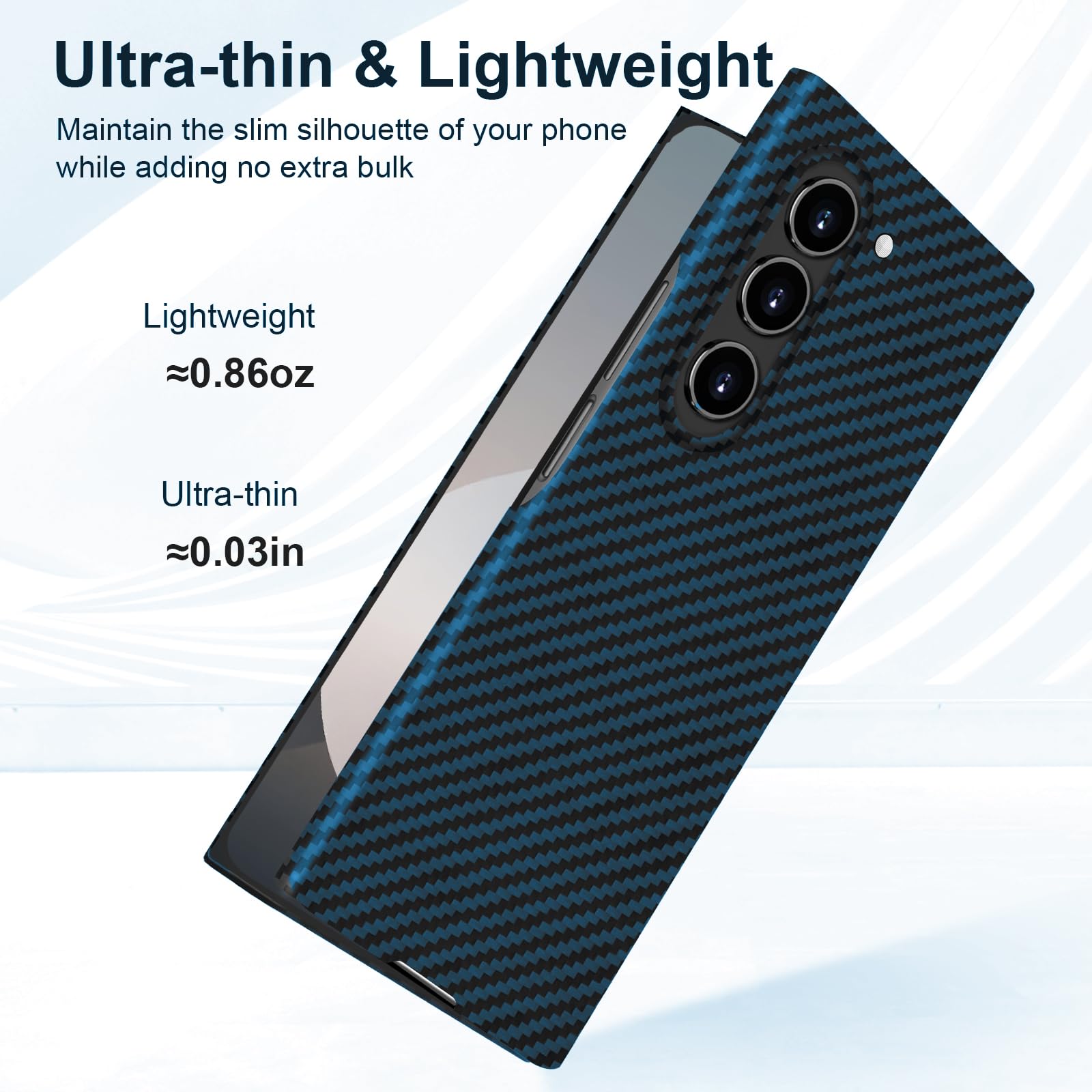 Kaisenkec Slim Carbon Fiber Case for Samsung Galaxy Z Fold 6 Compatible with MagSafe Matte Blue Lightweight Protection for Men and Women - View 4 of 7