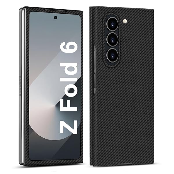 kaisenkec Kaisenkec Slim Carbon Fiber Case for Samsung Galaxy Z Fold 6 Lightweight Matte Black Gray Wireless Charging Compatible Cover - View 2 of 9