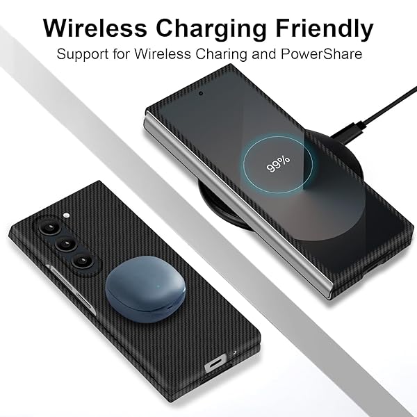 kaisenkec Kaisenkec Slim Carbon Fiber Case for Samsung Galaxy Z Fold 6 Compatible with MagSafe Matte Black Gray Lightweight Protection for All Users - View 8 of 9