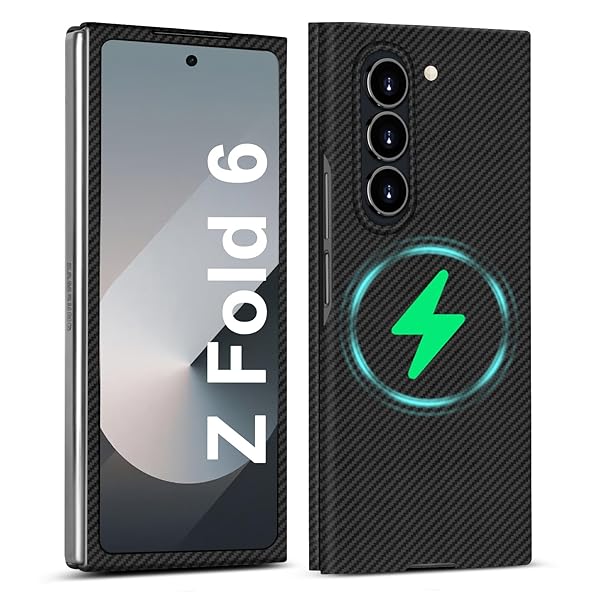 kaisenkec Kaisenkec Slim Carbon Fiber Case for Samsung Galaxy Z Fold 6 Compatible with MagSafe Matte Black Gray Lightweight Protection for All Users - View 3 of 9
