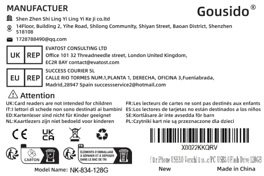 Gousido iPhone USB 3.0 Encrypted Drive 128GB External Storage with Fingerprint Encryption for iPhone iPad Mac PC - View 6 of 6