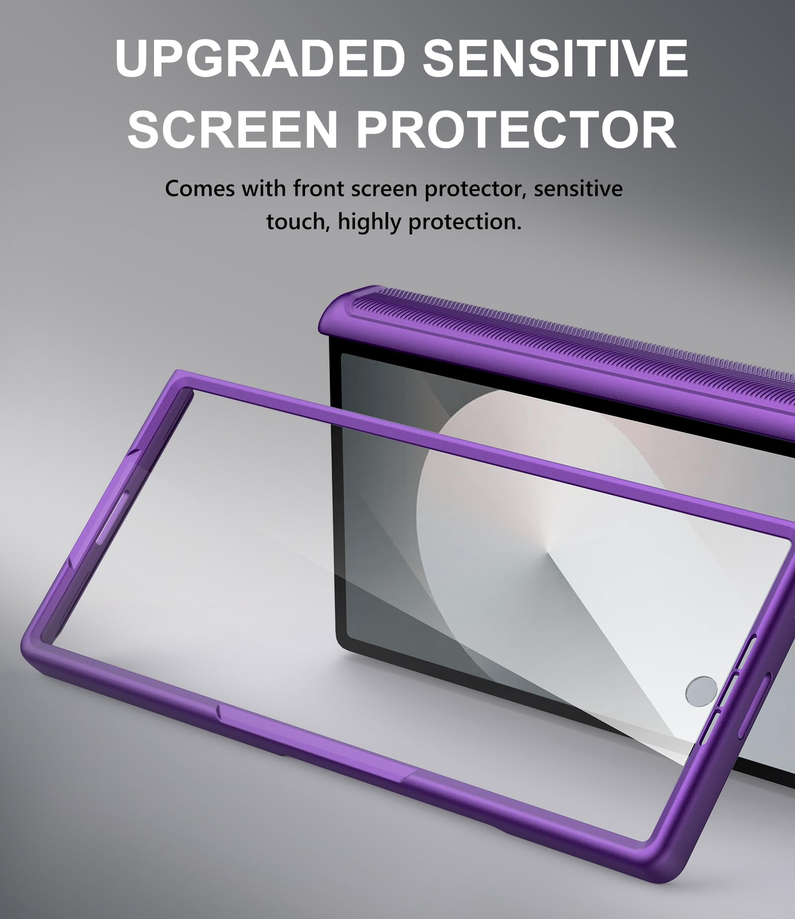 SIXBOX SIXBOX Samsung Galaxy Z Fold 6 Case with Card Holder Camera Lens Cover Hinge Protection Screen Protector Durable Rugged Dark Purple - View 7 of 7