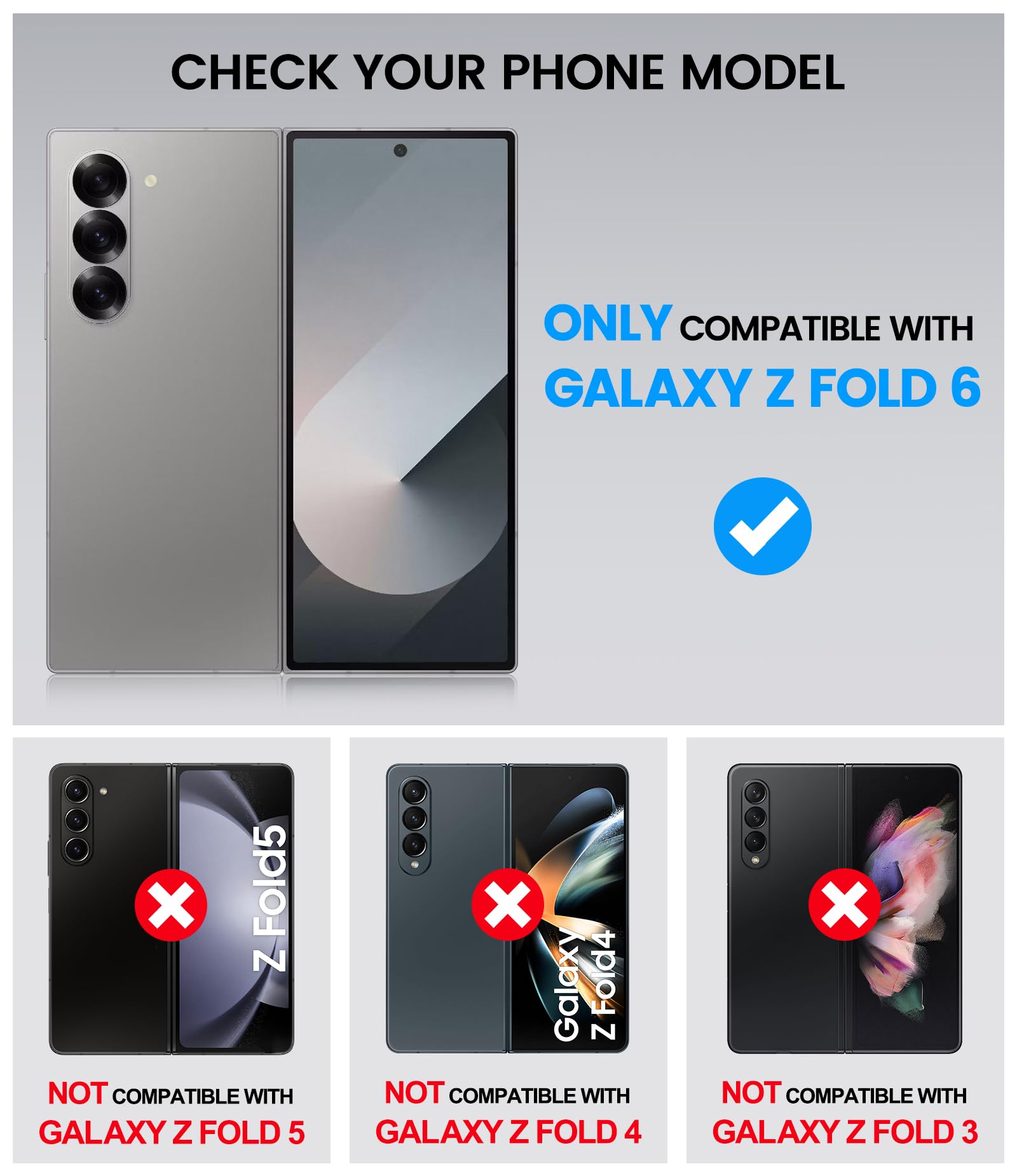 SIXBOX SIXBOX Samsung Galaxy Z Fold 6 Case with Card Holder S Pen Holder Slide Camera Cover Hinge Protection Screen Protector Durable Wallet Black - View 2 of 8