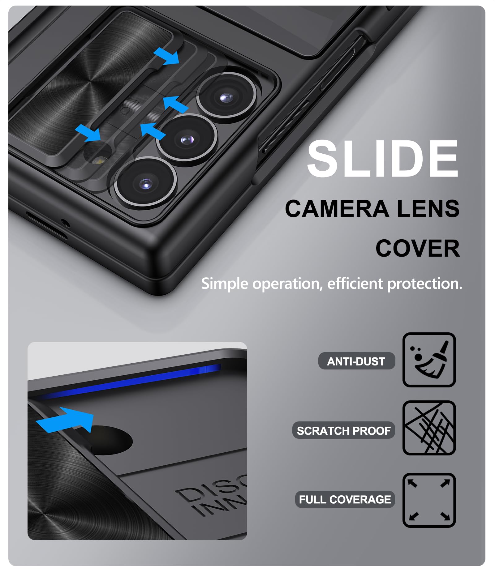 SIXBOX SIXBOX Samsung Galaxy Z Fold 6 Case with Card Holder S Pen Holder Slide Camera Cover Hinge Protection Screen Protector Durable Wallet Black - View 4 of 8